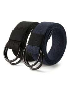 1pc Black Double-Loop Unisex Woven Belt, Outdoor Sports Waist Belt, Waist Trainer Belt, Workwear Belt, Adjustable Size - 1pc - View 7