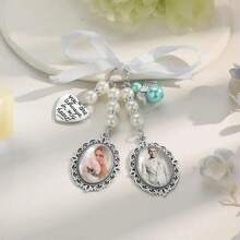 Customized Bride's Bouquet And Photo, Floral Bouquet Photo Charm, Ribbon Souvenirs, Blue Bride Gift - Multicolor - View 12
