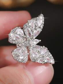 jealous young 1pc Luxury Butterfly Zirconia Openable Women Party Ring With CZ Zirconia Luxry Jewelry Gift