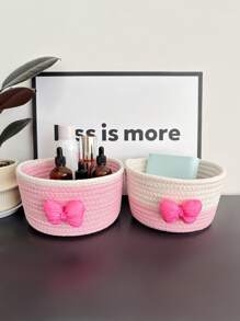 2pcs Woven Basket Organizer Set For Baby Room Desk Storage, Holds Diapers, Snacks, Cosmetics Love Valentine - 彩色 - 查看 12