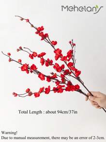 MEHELANY 3,08ft - 2 bông hoa anh đào đỏ nhân tạo, 1 cành hoa anh đào thân dài, cắm hoa đỏ sống động như thật, thích hợp để cắm hoa, trang trí đám cưới và trang trí nhà cửa, có thể cắm vào bình cao, dùng để làm vòng hoa DIY, đồ thủ công, trang trí bàn văn phòng/phòng ngủ/tiệc tùng. - Đỏ - Xem 4