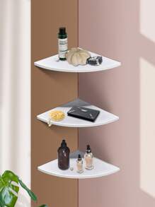 1 pièce/2 pièces/3 pièces Étagère d'angle blanche minimaliste moderne en vinyle, étagère d'affichage d'angle murale de 8,2*8,2 pouces, étagère de stockage décorative d'angle pour chambre à coucher, salon, cuisine, bureau, buanderie