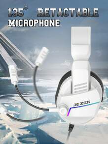 GX30 白色有线游戏耳机，带背光、重低音、可旋转麦克风、3.5mm 插孔 - 白色 - 查看 7