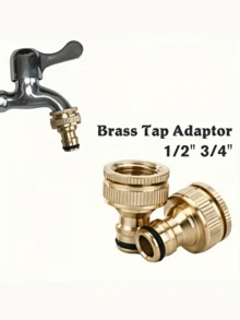 2pcs/4pcs/6pcs Brass Faucet Tap Connector 1/2'' 3/4'' Thread Quick Adapter Washin Machine Gun Fast Connect Fitting Hose 2 In 1 Tap Water Pipe Connect Tap Adapter Spray Nozzle Tool Set - Multicolor - View 6