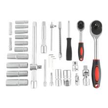 Coffret Clé et douilles,  Lot de 94 Coffret de clés mixtes embouts et douilles, Outil de Réparation automobile - Argent - Voir 6