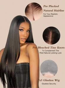 Wear And Go Glueless Wigs Human Hair Pre Plucked Pre Cut 7*6 Straight Lace Front Wigs Human Hair 30 Inch Hd Lace Front Closure Wigs For Women 180% Density Glueless Wig Ready To Wear Natural Black - SNatural - View 2