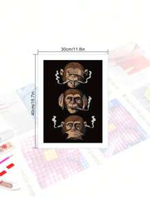 5D DIY 钻石画马赛克 - 个性化猴子，钻石艺术套件，家居和景观墙面装饰，圣诞节、情人节、万圣节、感恩节送给朋友的完美礼物 - 黑色 - 查看 2