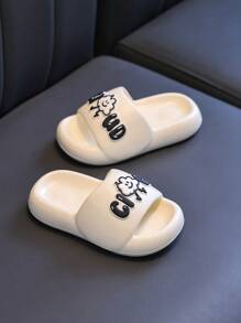 Pantuflas tipo slip-on con diseño de nube para niños, patrón blanco lindo, suela antideslizante suave y liviana, sandalias casuales de moda unisex para interiores/exteriores para niños pequeños y niños