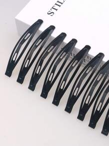 10pcs Thick Matte Black Hair Clips, Curved Bangs,Professional Snap BB Clip Barrettes For Broken Hair, Minimalist Hair Accessories For Women - Black - View 5