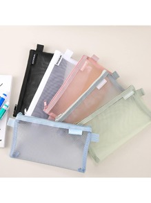 1 件透明网状铅笔盒，大容量学生考试铅笔袋，便携简约设计，带透明存储空间