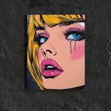 Modern Lady Crying Girl Canvas Print - Wooden Frame Canvas Painting 2.25cm Piece (3), Thickness 0.9inch / 3, Home Gift Decoration, Room Decoration Aesthetics, Wall Decoration Art, Perfect Gift, Autumn Winter Wall Decoration, Living Room Decoration, Bedroom Decoration, Kitchen Decoration, Entrance Decoration, Bathroom Decoration, Direct Wall Painting, High-Quality Wall Painting Poster - Multicolor - View 2