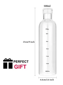 1PC 500ml Clear Plastic Water Bottle, Time Marked Non-Slip Lid And Lid, Portable Water Bottle, Reusable Water Bottle, Suitable For Drinks, Juices, Sodas, As A Gift For Travel, Sports, Student Mountain Biking, Gym, Outdoor