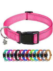 Gepersonaliseerde hondenhalsband, gepersonaliseerd met geborduurde naam van huisdier en telefoonnummer, 4 verstelbare maten: extra klein, klein, medium, groot, met snelsluiting en D-ring