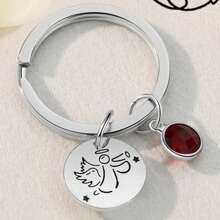 个性化诞生石钥匙扣定制名字天使形钥匙扣，适合女朋友、最好的朋友、家人、母亲节礼物、圣诞节、情人节、万圣节、父亲节、母亲节的家庭礼物，具有纪念意义的纪念礼物。 - 銀色 - 查看 4