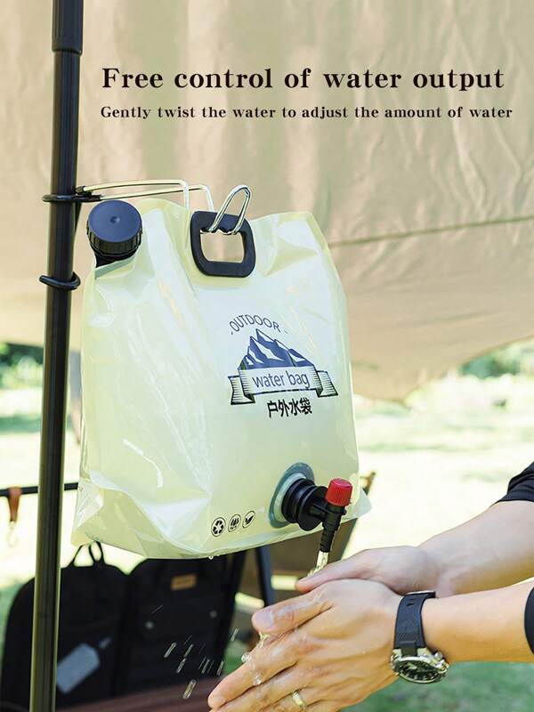 1pc 8L Outdoor Portable Folding Water Bag With Large Capacity For Camping And Picnic, Carrying Handle