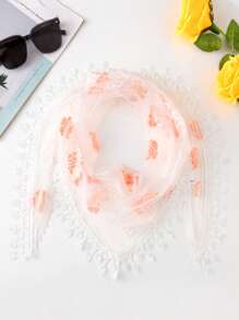 1pc Women Elegant Lace Flower Handmade Edged Triangular Scarf, Versatile Decoration For Hair, Shawl, Spring/Summer/Autumn - Flowers - View 14