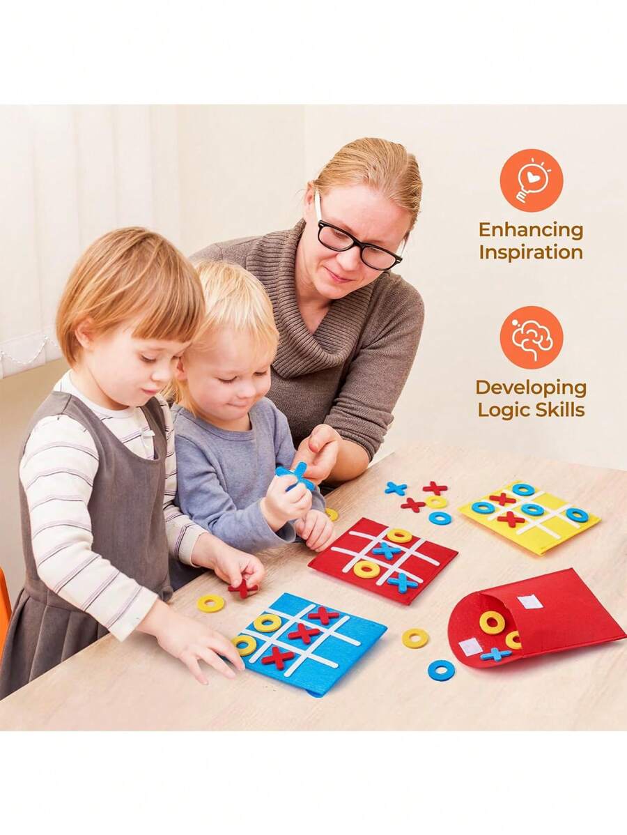 3pcs felt mini tic tac toe nine square game board felt jigsaw board tic