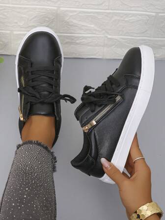 Kvinnors nya blå ormtryck klassiska sidodragkedja Casual skor, mode mångsidiga Sneakers med snörning, sportskor, studentskor, löparskor, vandringsskor, skateboardskor