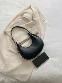 Women Solid Color Minimalist Hobo Bag New Solid Color Leisure Texture Fashion Shoulder Bag Underarm Bag Crescent Bag