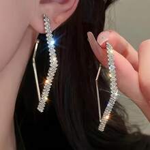 1 Pair Elegant Rhinestone Inlaid Alloy Drop & Dangle Earrings, For Daily And Party Occasions