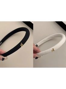 5/1pc Retro Bow Headband, Elegant Solid Color Sponge Bow Hair Band Suitable For Everyday Commute, Makeup, Washing Hair, Casual Outing