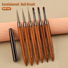 Hot 6pcs Wood Rod Nail Art Brush Set Wholesale Colouring Pen Large Square Round Light Therapy Pen Halo Pen