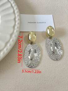 1 对时尚夸张椭圆形耳环，独特个性化优雅设计女士耳环