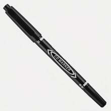 1pc/Multipurpose Non-Washable Double-Headed Lining Pen, Stationery Oil-Based Waterproof Marker Pen, Fade-Resistant, Marking & Signature Pen, Black Fine-Tip Courier Pen, Smooth Writing, Fade-Resistant, Suitable For Graffiti, Coloring, Applicable For School, Office, Factory Use