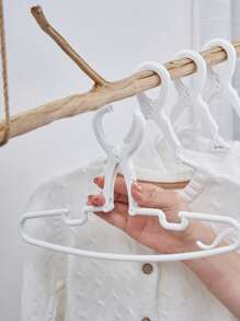 3件装白色PP塑料婴儿儿童衣架创意防风防摔夹式儿童衣架适用于卧室衣柜、阳台晾衣架 - 彩色 - 查看 6