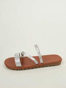 Sandales d'extérieur à semelle épaisse et antidérapantes pour femmes, polyvalentes pour l'été - Argent - Voir 4