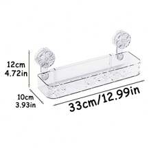 1pc Shower Caddy With Strong Suction Cups, Wall-Mounted Bathroom Organizer, No Drilling Required, Removable Shower Shelf, White And Clear Slim Design, Bathroom Storage Rack For Toiletries, Shower Essentials, Washroom Storage