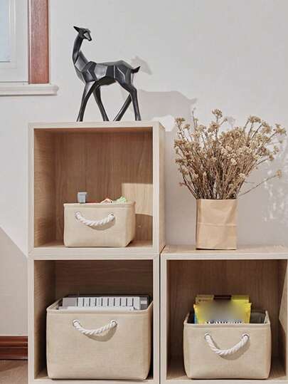 1 件亚麻折叠洗衣篮/收纳盒适用于卧室、内衣、袜子收纳