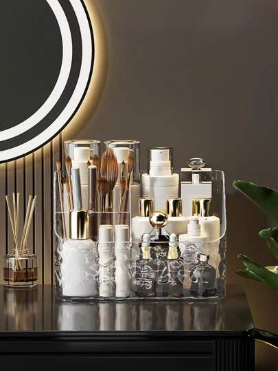 1 pieza Caja de almacenamiento de cosméticos de alta gama, estantería de almacenamiento transparente, organizador de maquillaje, estantería de almacenamiento de baño, bandeja de exhibición de cosméticos, canasta de almacenamiento de cosméticos, caja de almacenamiento de parches para uñas, estantería de almacenamiento de artículos de oficina, estantería de almacenamiento de cosméticos para la sala de estar, accesorios de baño