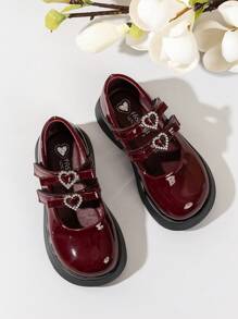 1 Đôi giày da công chúa đế mềm chống trượt, thoải mái, tối giản, đa năng, dễ thương, thích hợp cho bé gái mặc ngoài trời mọi mùa - Màu Đỏ Sâu - Xem 4