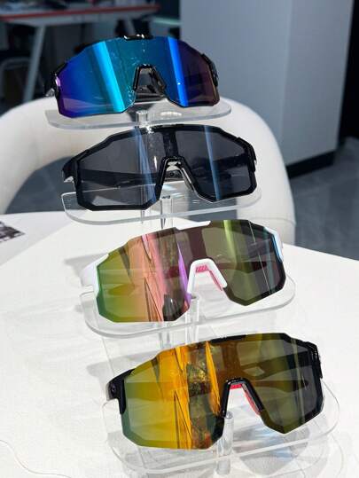 1 pieza Gafas de moda versátiles y delgadas, gafas de marco grande y colorido de alto valor estético, unisex
