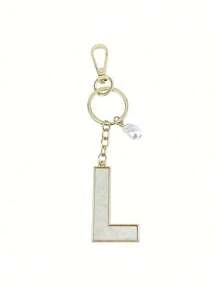Creative 26 English Alphabet Faux Pearl Shell Alloy Keychain Ersonalized Popular Key Accessory Backpack Charm Car Hanging Pendant Women Girls Gift Wallet And Keychain Charms Keychain Letter Keychain Accessories Key Chains - Gold - View 11