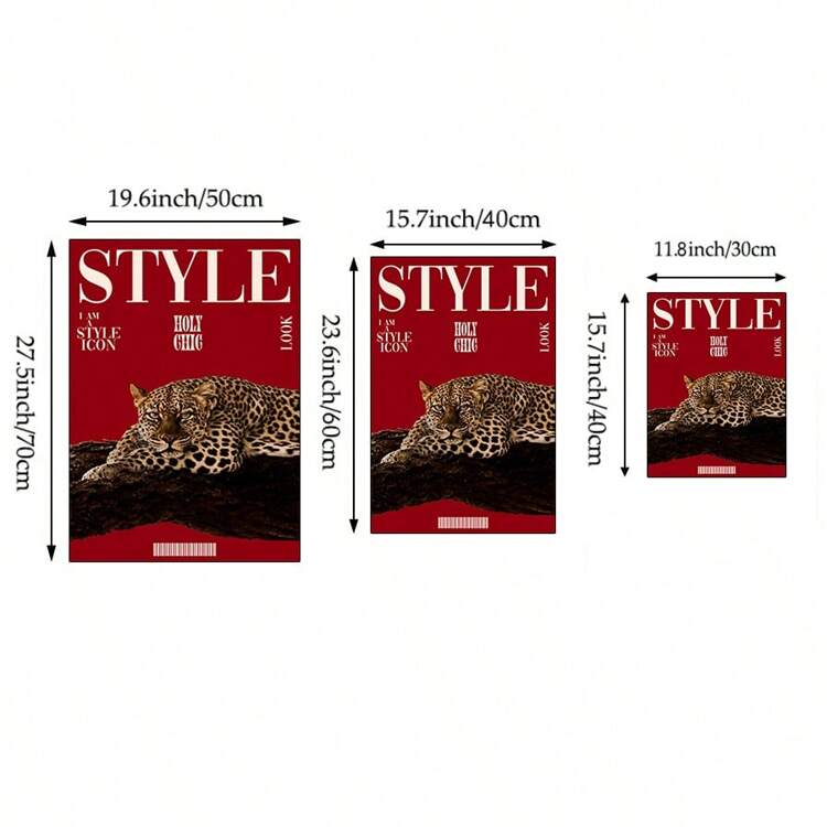 1 stuk canvas schilderij in luipaardprintstijl, trendy cheetahprint canvas, tijdschriftcover poster, meisjesachtige decoratie, geschikt voor slaapkamer, woonkamer of studentenkamer, cadeau voor haar, optie met of zonder lijst - Veel kleurig - Bekijken 6