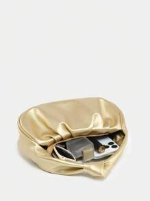 1 件复古勃艮第褶皱云形手提包，适合约会、街头、派对