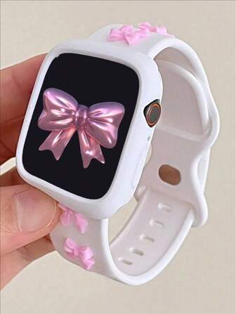1pc White Silicone Butterfly Strap, Suitable For Women's Watches 38/40/41/42/44/45/46/49mm, Compatible With Apple Watch Series Ultra/SE/10/9/8/7/6/5/4/3/2/1, Smartwatch Band Accessory