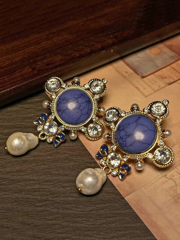 1 Paar vintage, modische goldfarbene Ohrringe mit Strass-Dekor, geeignet für den täglichen Gebrauch, Partys, Bankette, Abendkleidung, als Geschenk, Schmuckzubehör für Frauen