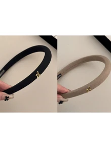 5/1pc Retro Bow Headband, Elegant Solid Color Sponge Bow Hair Band Suitable For Everyday Commute, Makeup, Washing Hair, Casual Outing