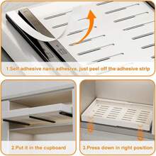 1 opakowanie rozszerzalnej, wysuwanej szuflady kuchennej z klejem, wysuwany organizer do szafki, wysuwana szuflada teleskopowa do szafki kuchennej, do organizacji spiżarni, regulowana szerokość 32-53 cm