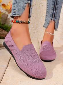 新季女士平底鞋，复古软底低跟舒适平底女士乐福鞋 - 藍色 - 查看 2