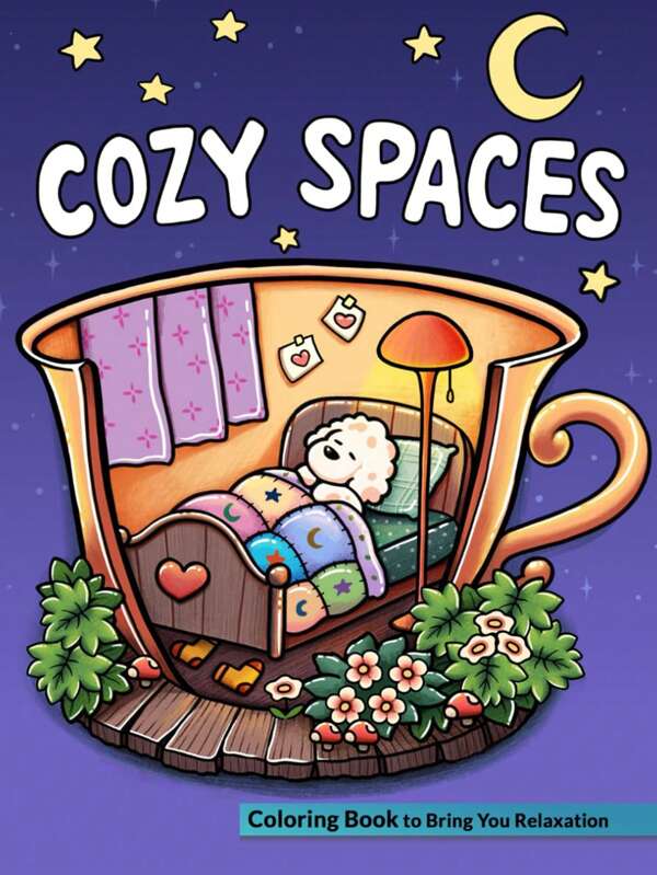 Cozy Spaces: Coloring Book For Adults And Teens Featuring Relaxing Familiar Corners With Cute Animal Characters For Stress Relief Back To School