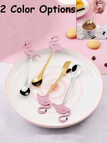 Flamingo Spoons 13cm, Coffee Spoon,Animal Spoon, Stainless Steel Dessert Coffee Stirring Spoon, Teaspoon,Milk Dessert Spoon, Coffee Stirring Spoon, Dessert Spoon, Kitchen Supplies,Cute Creative Long-Handled Juice Coffee Spoon Tableware, Kitchen Accessories