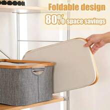 1 Cesta ideal para ropa sucia, cesta de almacenamiento, caja de almacenamiento, capacidad grande de 52l, marco de bambú, tela Oxford gruesa, varilla de soporte de bambú, resistente, plegable, adecuado para organizar ropa, juguetes, libros y artículos varios en dormitorios, armarios, baños, maternidad y habitaciones de bebé - Beige/Gris