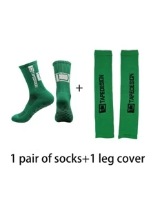 1 Pair Of Professional Anti Slip High Flexibility High-Quality Football Breathable Sports Running Bicycle Hiking Football Socks And 1 Pair Of Comfortable Breathable Leg Covers Sports Set - Multicolor - View 9