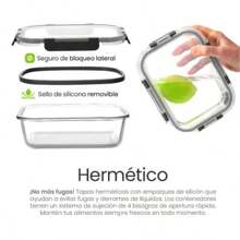 Recipientes tipo Tupper Herméticos De Vidrio, Almacenamiento para Cocina 12 Pz Color Transparente - Blanco - Ver 4