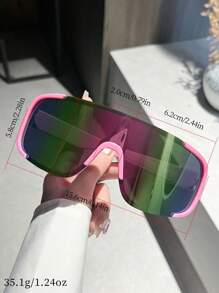 1 Pair Wrap Around Frame Tinted Sunglasses, Pink Color, UV Protection, Suitable For Beach, Travel, Vacation, Driving, Sports, Fishing, Outfits, Party, Festivals, Streetwear, Outdoor Activities For Summer Beach Vacation,Outdoor,Travel