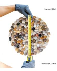 6 PCS River Rock Stepping Stones Outdoor, 12 Inch Diameter Round Pavers Pebbles Polished Gravel For Garden Walkway